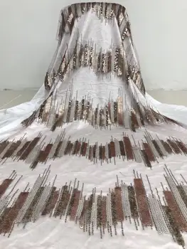 

2020 High Quality French 3D Tulle Beaded African Lace Fabric Sequins Embroidered Nigerian Lace Fabrics For Wowen Dress