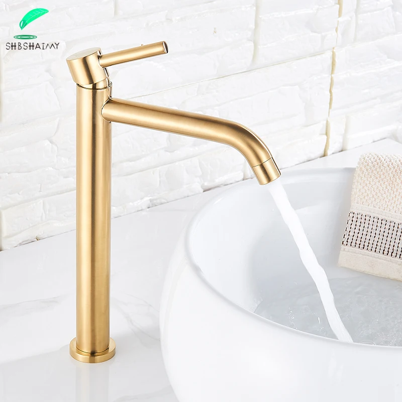 Хромированный высокий смеситель SHBSHAIMY латунный корпус для горячей и холодной