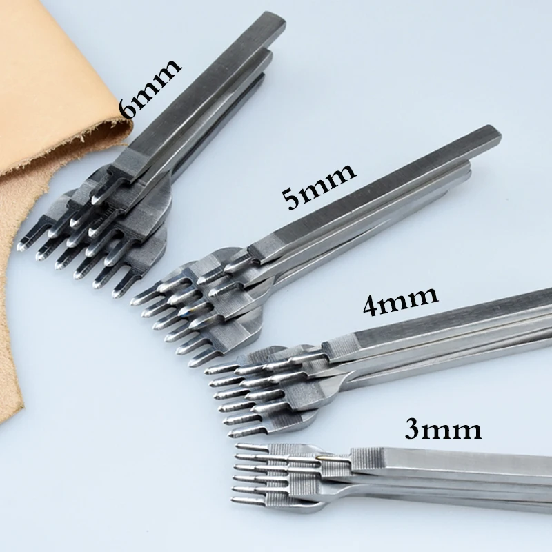 3/4/5/6mm Spacing Punch Tool For Leather Hole Punches Sewing Lacing Stitching DIY Craft Tools 1/2/4/6 Prong | Дом и сад
