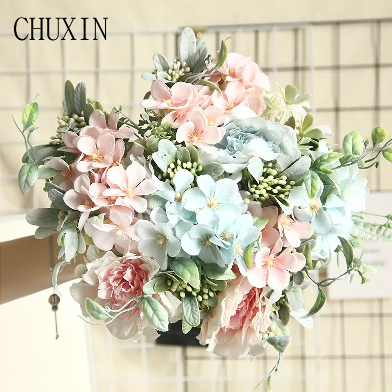 

Mini bouquet camellia artificial silk flower peony rose fake flower wedding Bridal flower DIY home garden party decoration 1pc