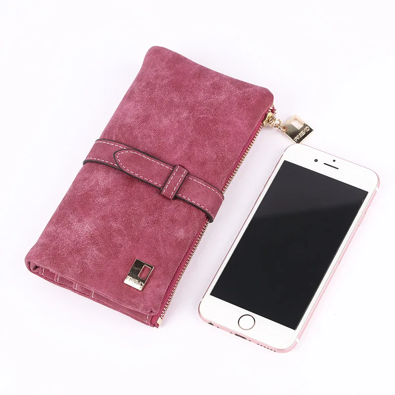 Geestock Women Wallet Coin Purse PU Matte Two Fold Wallets Zipper Mobile Phone Design Card Holder Ladies Clutches Wallet
