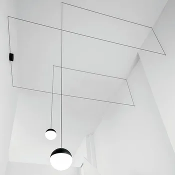 

Post-modern Iron Line Pendant Lamp Living Room Bedroom Lamp Corridor Nordic Personality Home Decor Glass Pendant Lights Fixtures