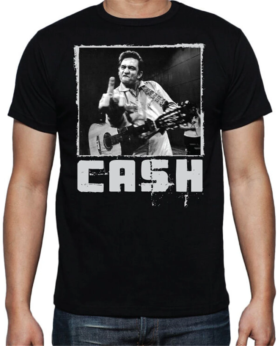 Jonny Cash Flipping Bird Folsom Prison Iconic кантри Музыка Легенда Футболка с принтом мужские