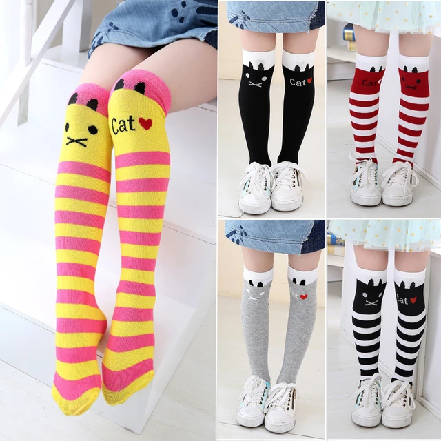 Calcetines Largos De Algodón Para Niña, Medias Hasta La Rodilla Con Dibujos  De Animales, Oso Bonito, Princesa, Envío Gratuito - Medias - AliExpress