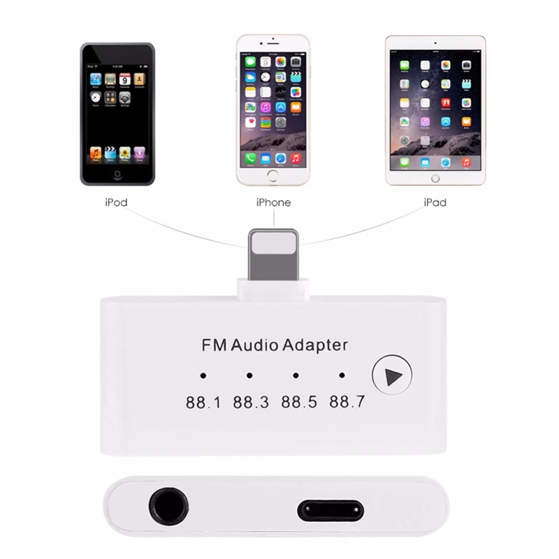 3 в 1 для Apple интерфейс 3,5 мм Famle Aux FM аудио передатчик Комплект адаптер для iPhone 5 6 6s 7 7plus 8 8s для iPad серии
