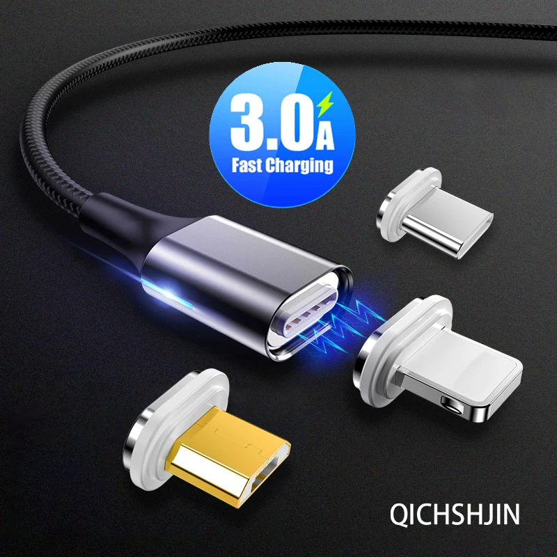 Магнитный USB кабель 3 А для быстрой зарядки типа C магнитное зарядное устройство