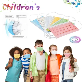 

50PCS face shield for adults Disposable Boy And Girl Colorful Masks For Children 3-Layer Dustproof Reusable faceshield Party