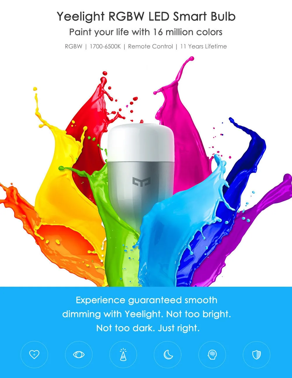 Original Xiaomi Yeelight II Smart LED Bulb E27 9W 600 Lumens Mi Light Smart Phone WiFi Remote Control 1