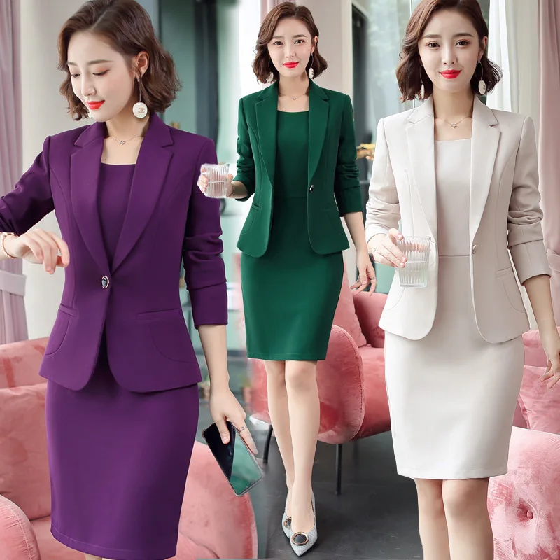 IZICFLY-Conjunto De Vestido Formal Para Mujer, Chaqueta, Uniforme Elegante,  Blazer De Negocios, Traje De Trabajo, Primavera Y Verano, Ocasión, Vestido  Bota E Jaqueta