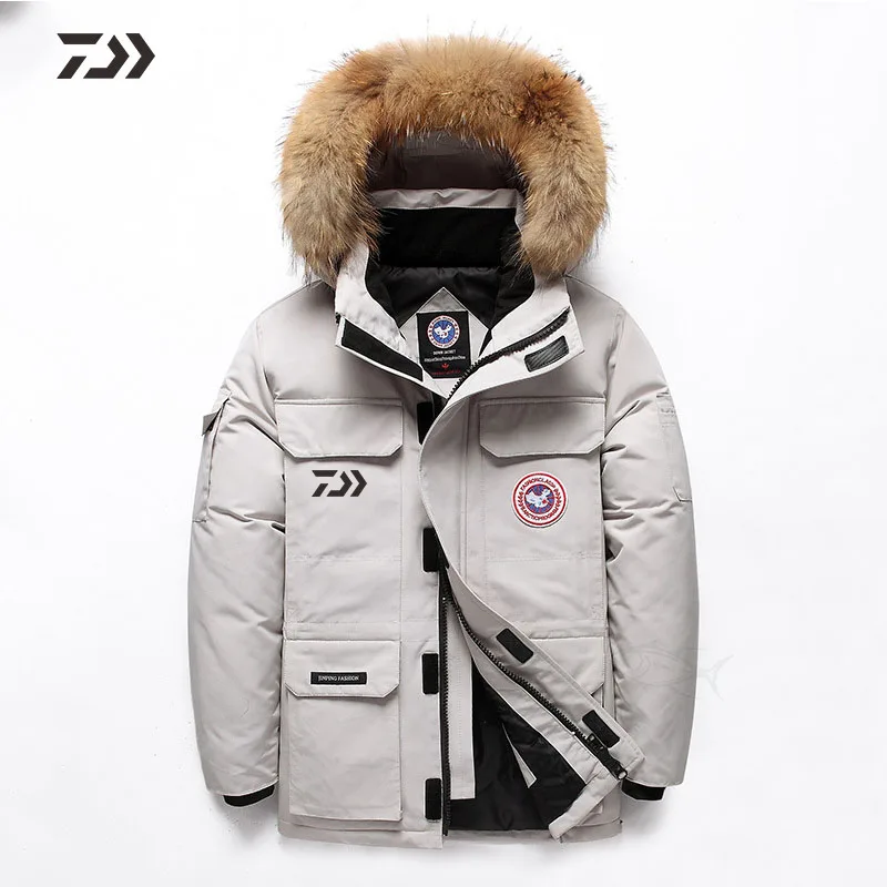 Cheap Offer of  Daiwa Hooded Fishing Clothing Winter Fishing Suit Thermal Windproof Thick Multi-pocket Fishing Jack