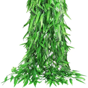 

70Pcs 420Ft Artificial Willow Leaves Fake Hanging Vines Wicker Vine Used for Wedding Garden Balcony Courtyard Decoration