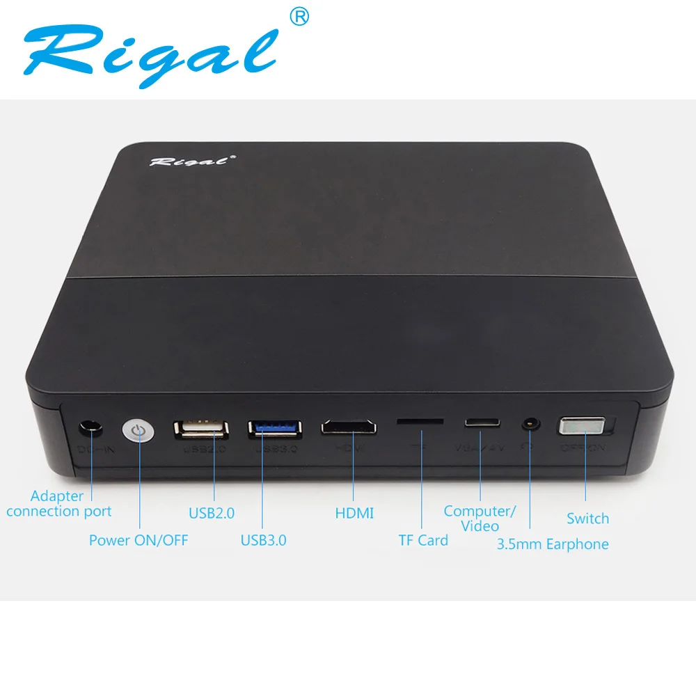 Rigal DLP проектор RD601 Full HD Android WIFI 10000 мАч батарея карманный видео светодиодный мини