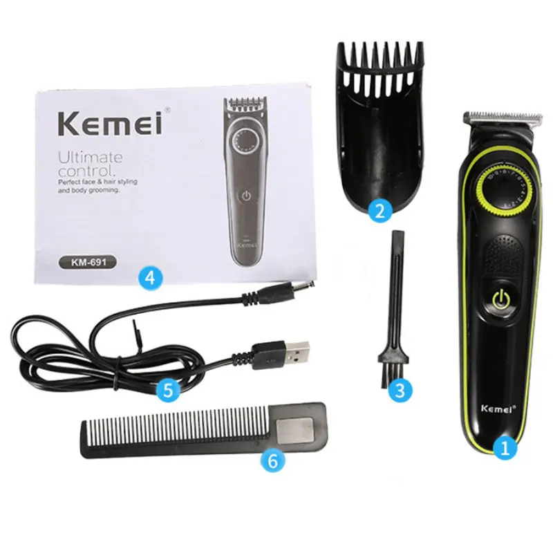 Hair Trimmer Adjustable For Men Mustache Facial & Body Hair Clipper Electric Rechargeable