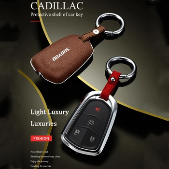 

Remote Suede Leather Key Cover Case keyfob For Cadillac Escalade ESV XTS ATS CTS SRX CT6 ATS-L XT5 car Smart key accessories