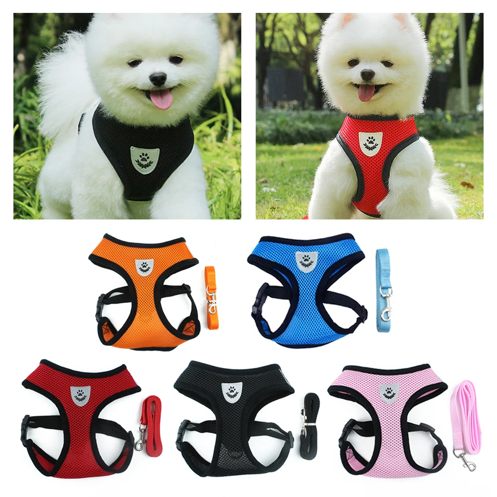 

Cat Dog Adjustable Harness Vest Walking Lead Leash For Puppy Dogs Collar Polyester Mesh Harness For Dog Cat Pet Dropship