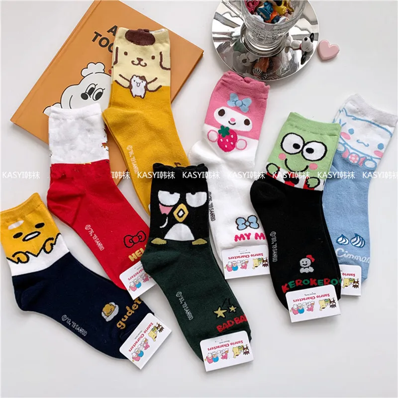 Носки с рисунком аниме, с принтом, с помпонами, порином, Cinnamoroll babyCinnamoroll Kiki Lala, милые забавные женские хлопковые носки в Корейском стиле kawaii