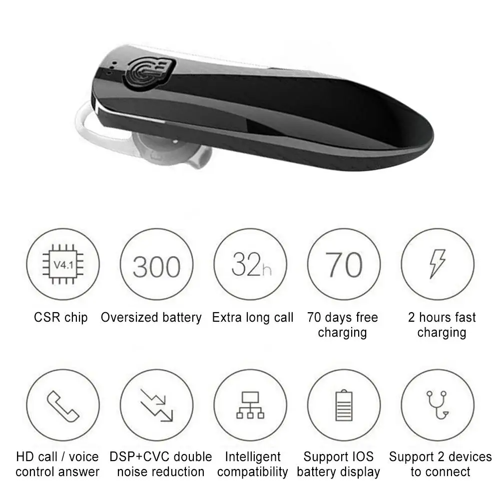 J10 Car Wireless Bluetooth Headset Long Standby Headphones Mini Hands-free Earbud With Microphone For Smart Phone Earphone