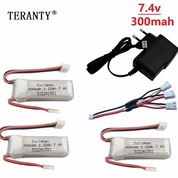 

7.4V 300mAh 25C Lipo Battery Charger set for XK DHC-2 A600 A700 A800 A430 2s Replacement Battery for WLToys F959 RC Airplane RTF