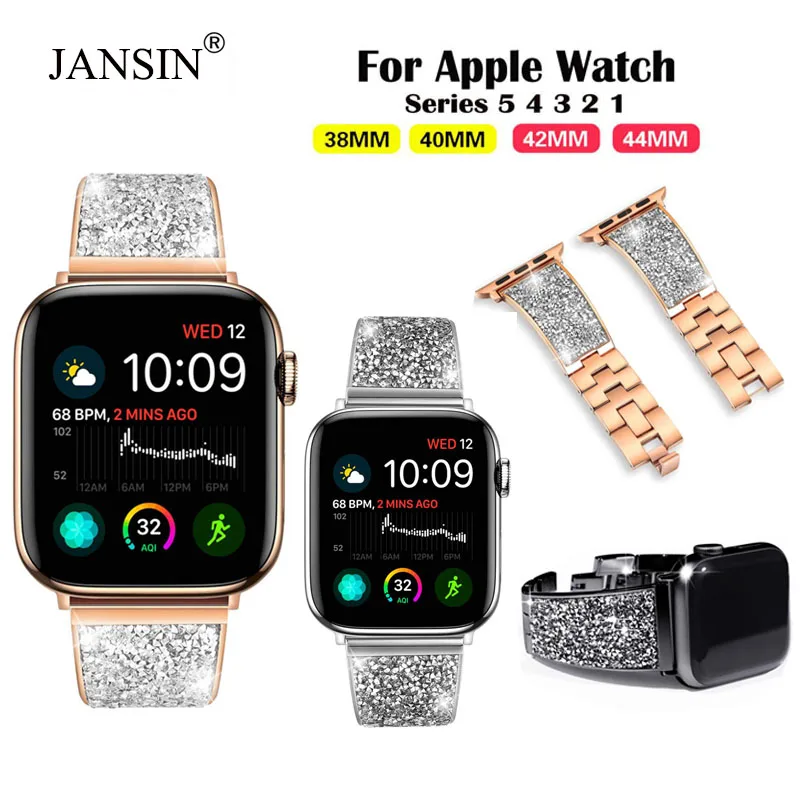 Роскошный женский браслет ремешок для часов для Apple Watch 42 мм/38 мм серия 3 2 1 Алмазный металлический ремешок для Apple Watch 4 5 40 мм 44 мм