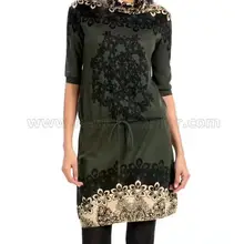 Испания DEG весна и осень Высокий воротник средний рукав трикотажное платье S-L