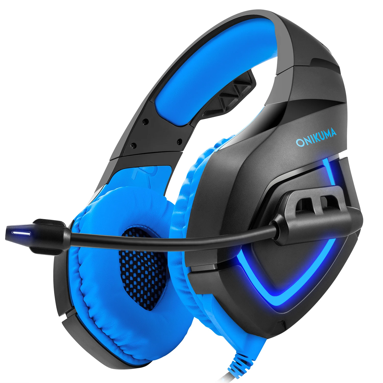 Onikuma K1-B игровые гарнитуры с микрофоном светодиодный свет глубокий бас наушники шлем для PS4 ноутбука PC Gamer