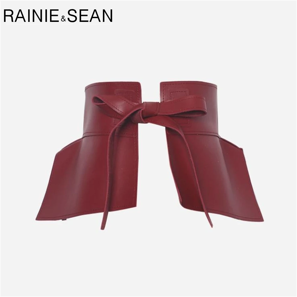 Кожаный пояс RAINIE SEAN широкий ремень для женщин ремни талии красный новинка