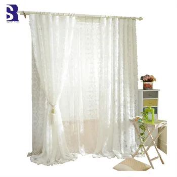 

SunnyRain 1-Piece Rose Shaped White Tulle Curtain for Bedroom Window Curtains for Living Room Sheer Curtains Kids Room Curtain