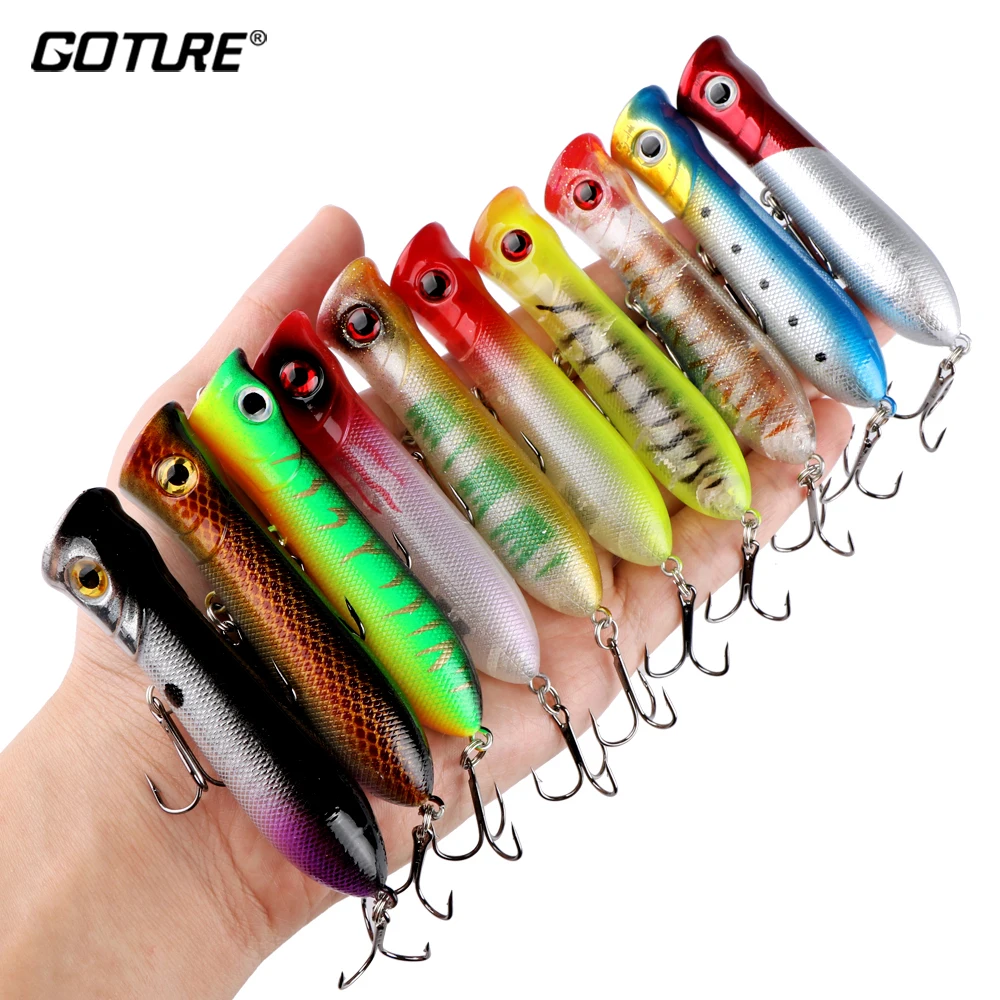 Goture 10 шт./компл. Popper Рыбная приманка 11,6g 8 см жесткий поддельные наживка приманка на щуку Воблер для ловли карпа рыболовные снасти, Big Game, поплавок плавающая приманка
