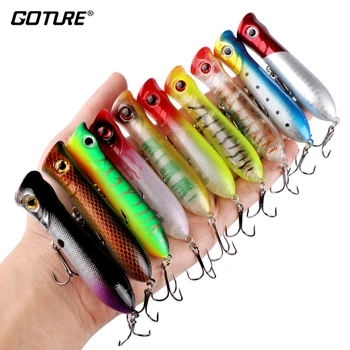 

Goture 10pc/set Popper Fishing Lure 11.6g 8cm Hard Fake Lure Bait Pike Carp Fishing Wobbler Isca Big Game Topwater Floating Lure