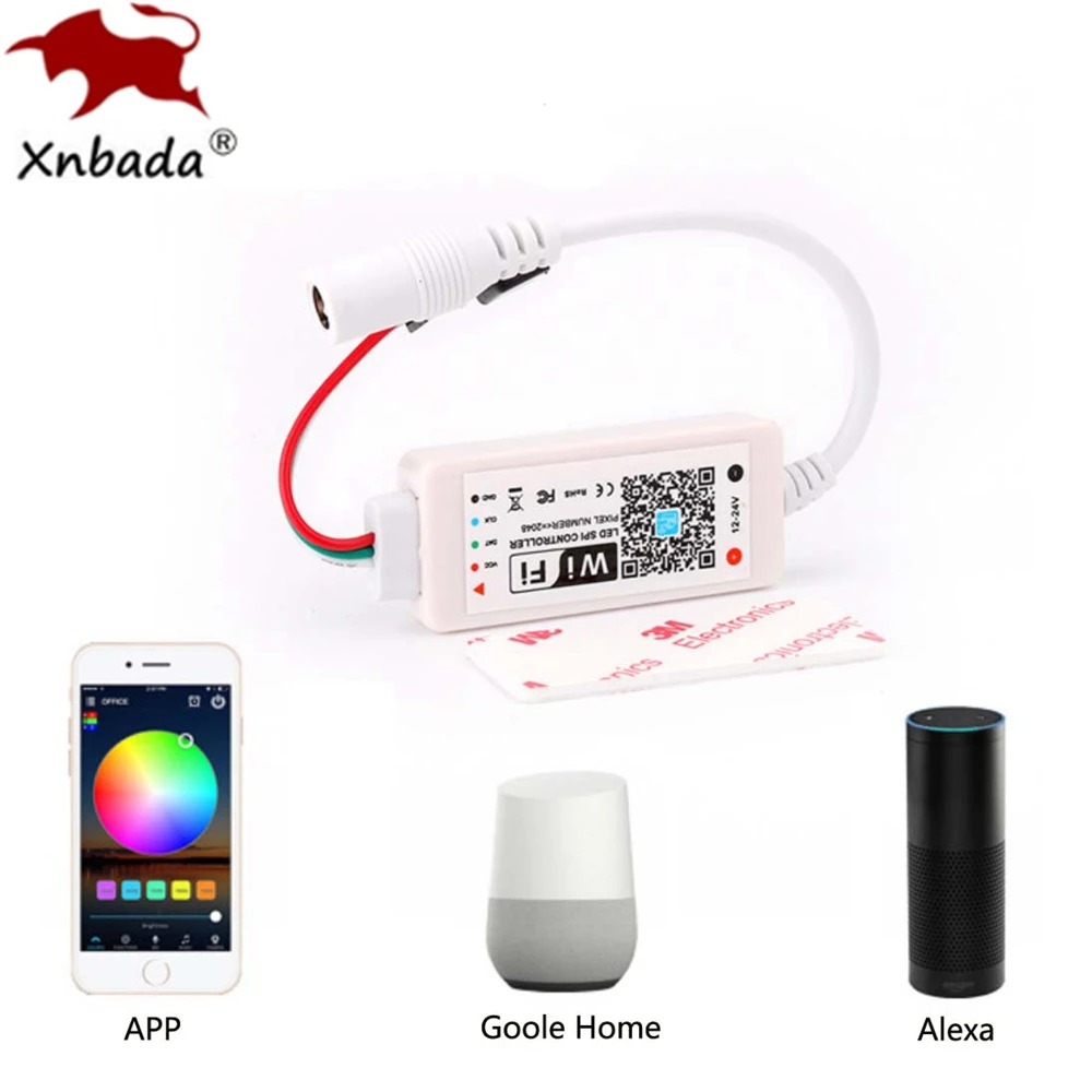 Мини wifi WS2811 WS2812B RGB Светодиодная лента светильник управление Лер Amazon Alexa/Google Phone умный голос IOS/Android приложение управление DC5-24V
