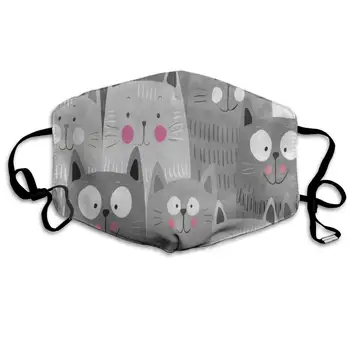 

Cute Gray Cat Kitten Trendy Dust Mouth Mask Reusable Anti-Dust Face Mask Adjustable Earloop Skin Protection
