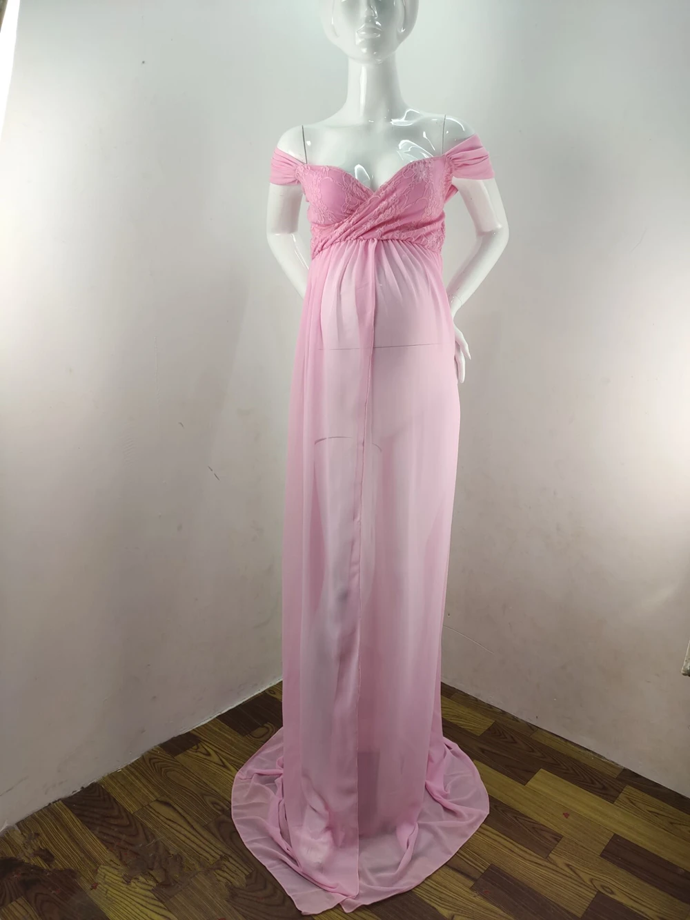 Shoulderless Maternity Dress For Photography Sexy Front Split Pregnancy Dresses For Women Maxi Maternity Gown Photo Shoots Props (10)