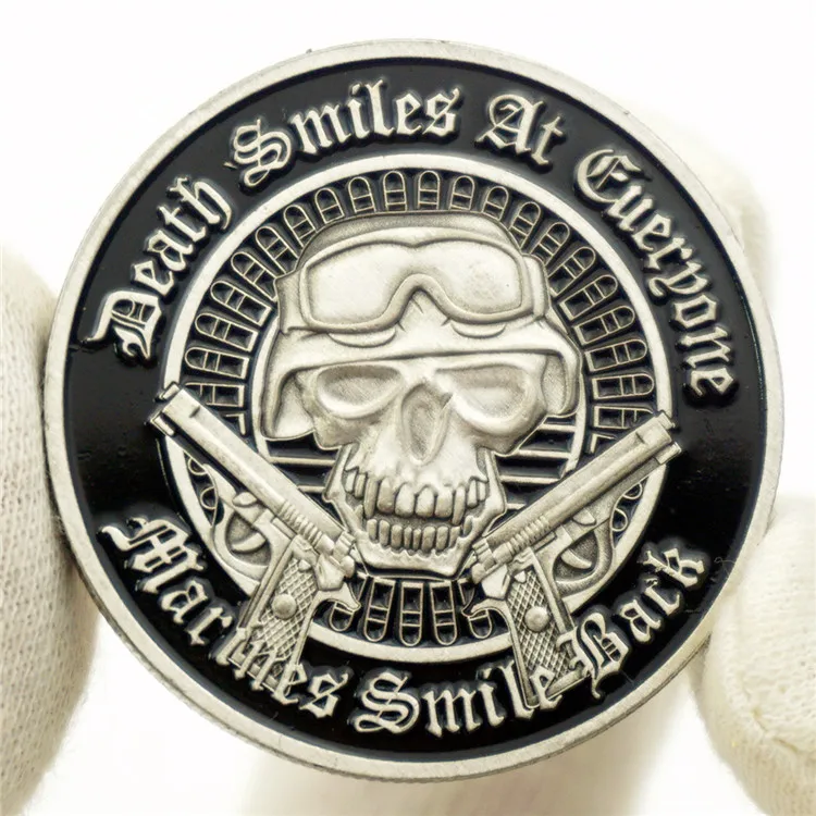 Немагнитная памятная монета морской пехоты США скелет снайпера череп из сплава