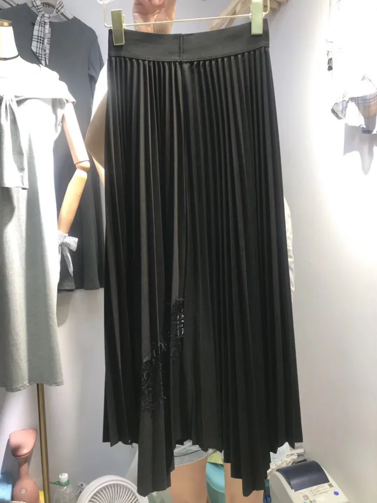 Korobov/Корейская женская юбка модного цвета, в стиле пэчворк Harajuku кружевные плиссированные юбки в винтажном стиле, нерегулярные осенние зимние Faldas 78881