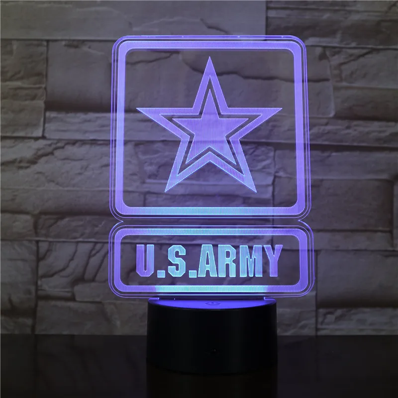 Американская армия военная Современная атмосфера 3D декор визуальный светильник ночник Led Спальня украшение для свадьбы подарок Прямая поставка