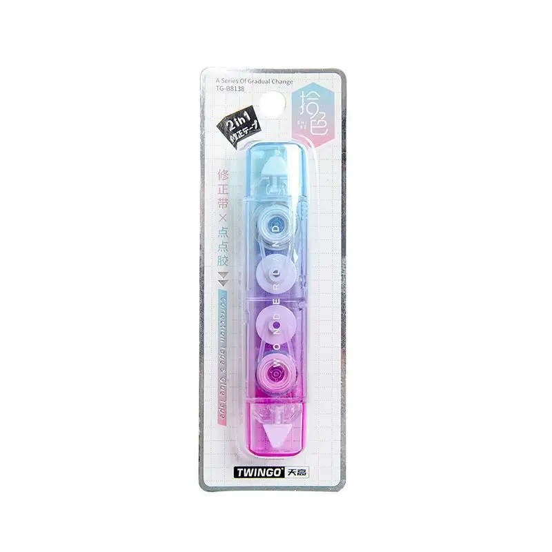 4 Piece Lytwtw's Lovely Kawaii Rainbow Colors Cute Stationery Office School Supplies Gift Double Head Correction Tape Dispensing