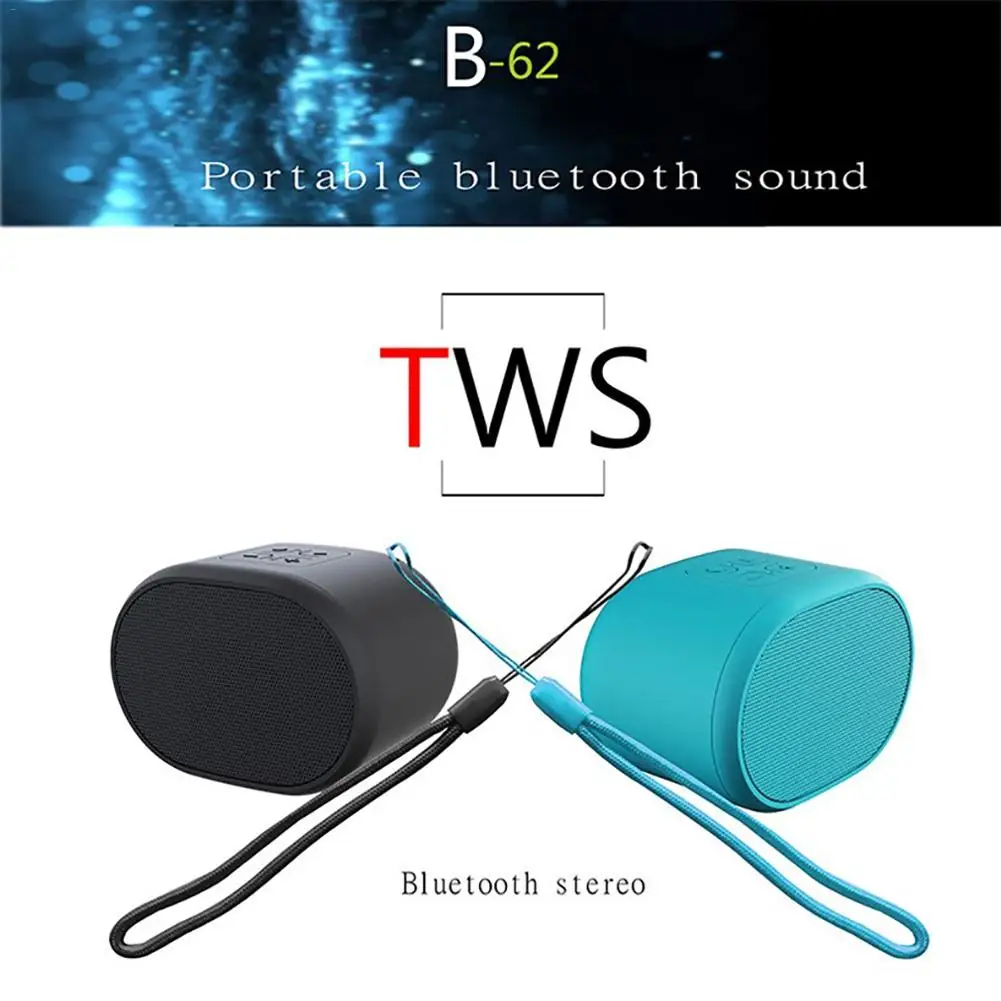 B62 Bluetooth Speaker TWS Couplet Subwoofer with TF Card Wireless Bluetooth Portable with Mic Handsfree HIFI Subwoofer AUX