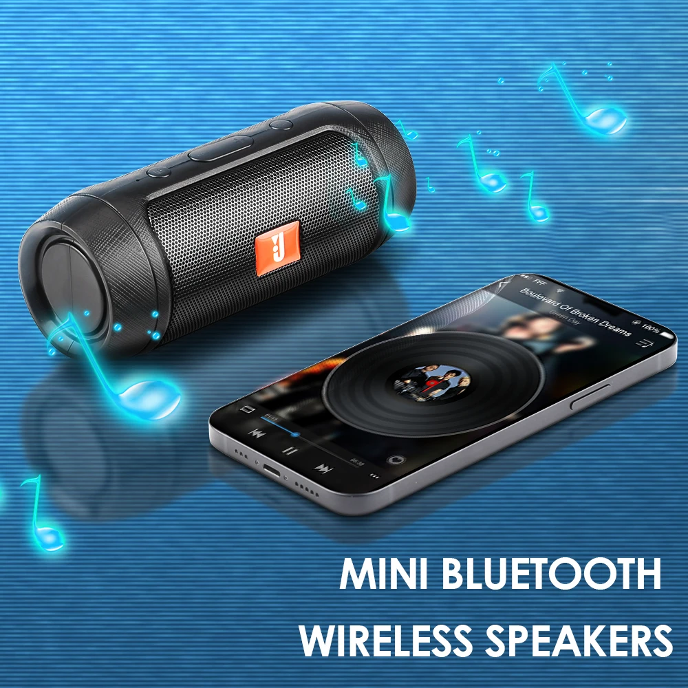 Portable Speaker Mini Bluetooth Music Bass Subwoofer Outdoor Wireless Loudspeaker Sound Bar FM Radio TF Card