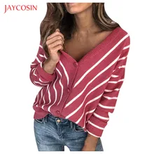 Joycosin, осенний зимний женский свитер,, Модный женский кардиган, вязаный, длинный рукав, в полоску, свитера, топы, уличная одежда, дикая