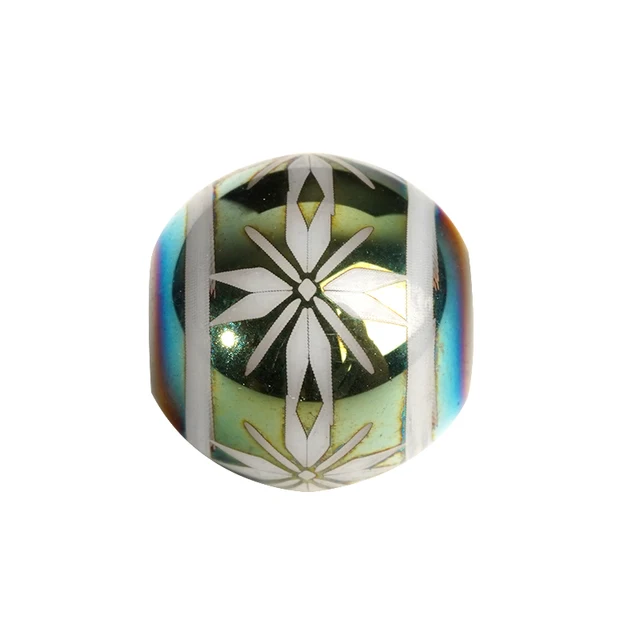 20pcs Round Porcelain Beads With High Quality Cruciate Flower Patterned Beads For DIY Making Bracelet Necklace Jewelry green