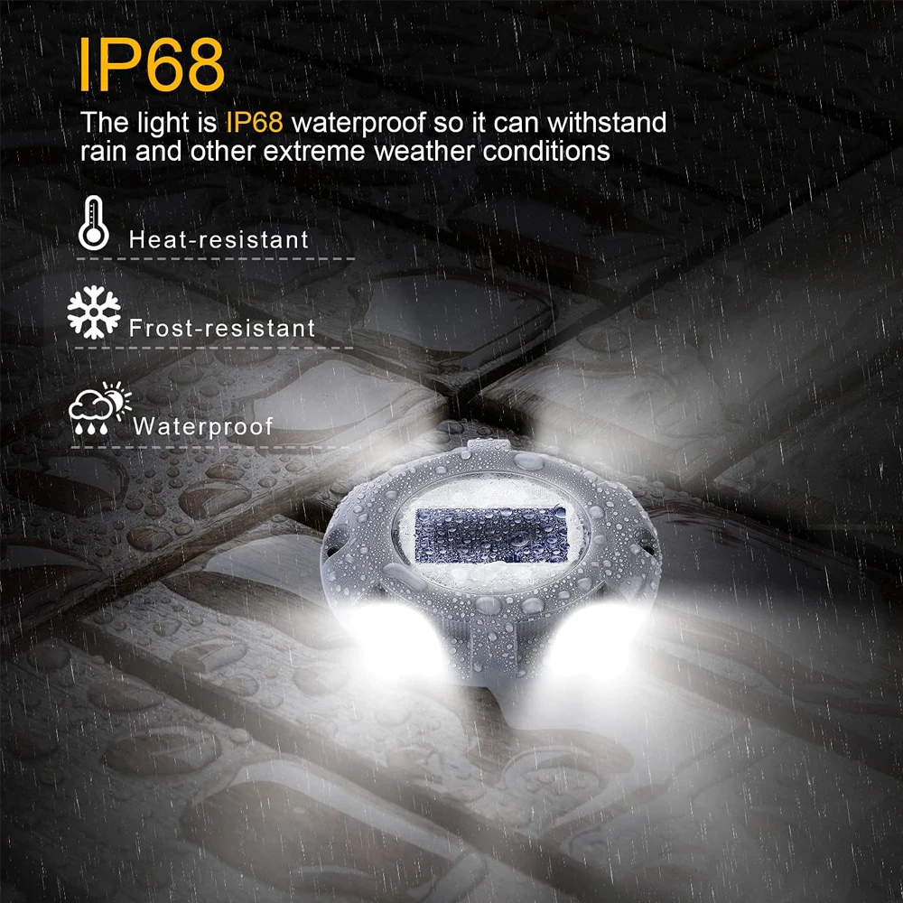 4 Pack Solar Deck Lights solar ground lights Driveway Dock LED Light Solar Powered Outdoor Waterproof Road Markers for Step Sidewalk Stair