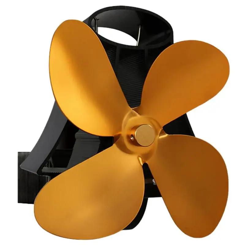 4 лопасти вентилятор для камина с низким уровнем шума настенная плита тепловой самомощный - Цвет: Gold