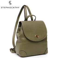 SC Luxury Brand Designer Women's Genuine Leather Backpack Ladies Daily Casual Shoulder Bag Flap School Bag Female Travel Satchel