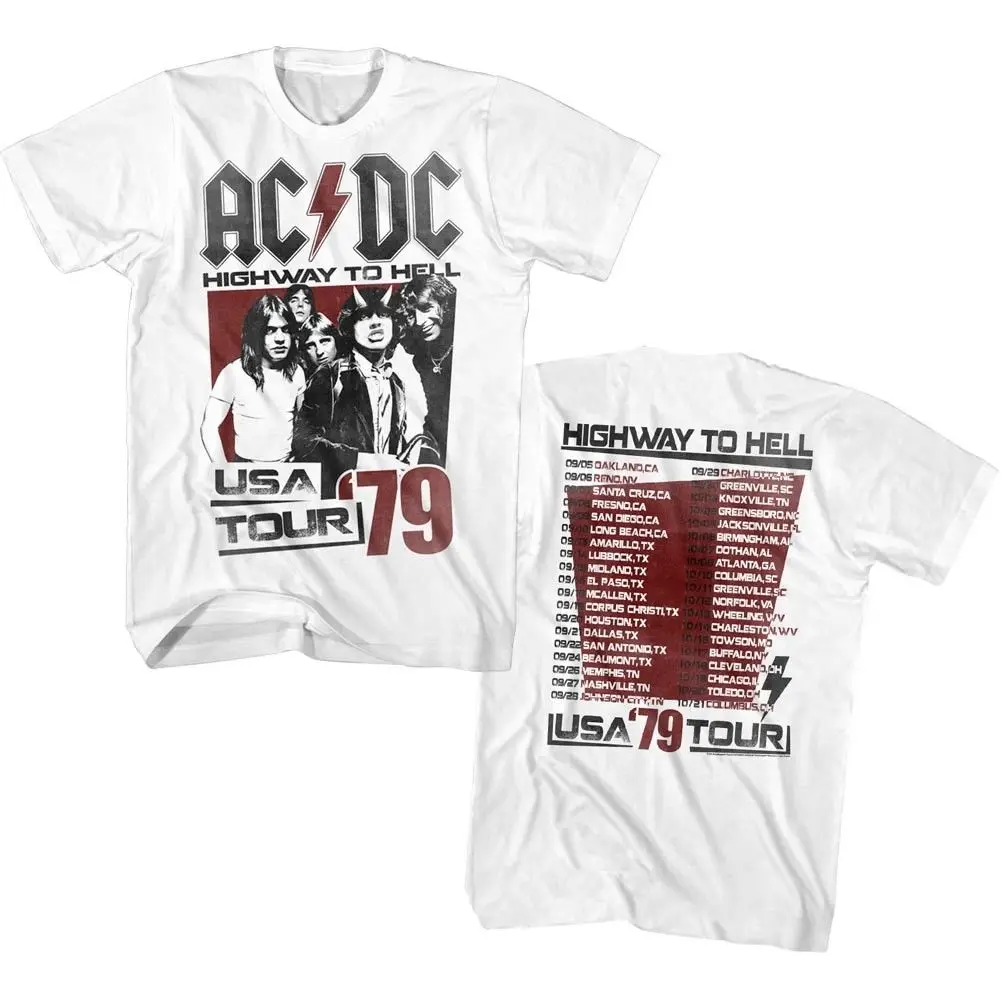 

Acdc Hth Tour 79 White Adult Short Sleeve T Shirt Novelty Cool Tops Men'S Short Sleeve T Shirt Man Boy T Shirts