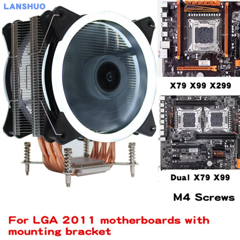 3/4PIN RGB светодиодный кулер для процессора 6-Heatpipe 12 В 12 см 2Fan радиатор охлаждения для LGA 2011X79 - Цвет лезвия: White light