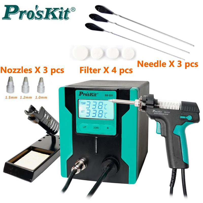 

Pro'sKit SS-331H ESD LCD Display Electric Desoldering Gun Vacuum Suction Solder Sucker Pump 220V BGA PCB Circuit Board Repair