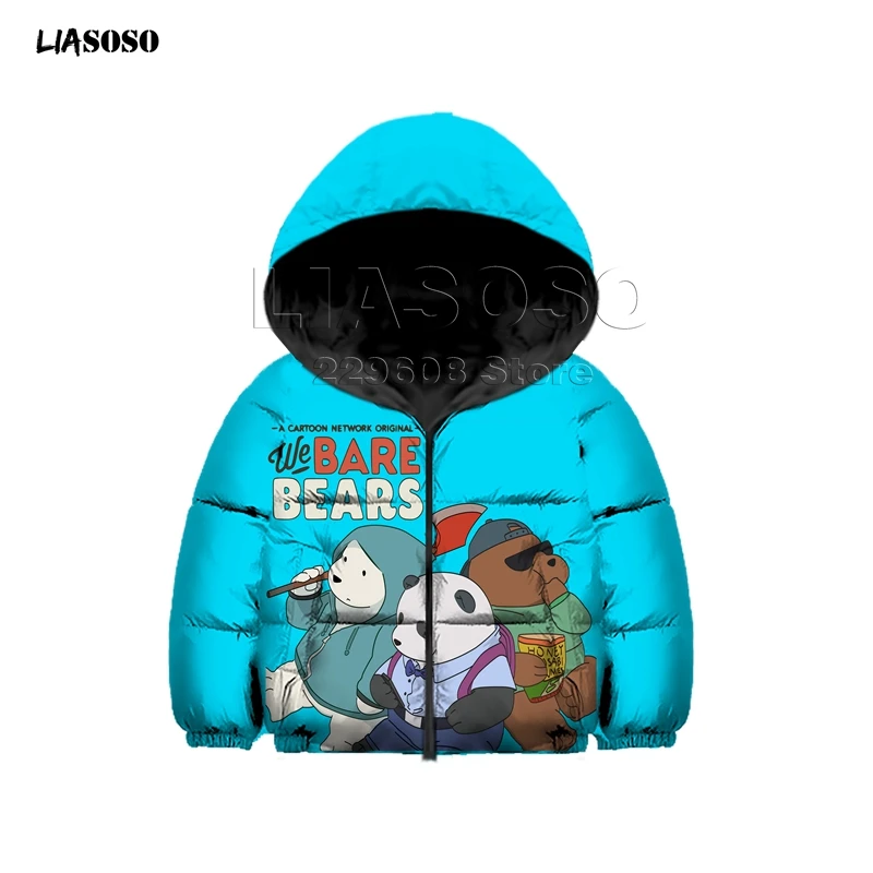 The new "WE Bare Bears "children's jacket Down Coat Loose Oversized Children Down Jacket Winter Hip Hop Neck Lovely bear Pullov