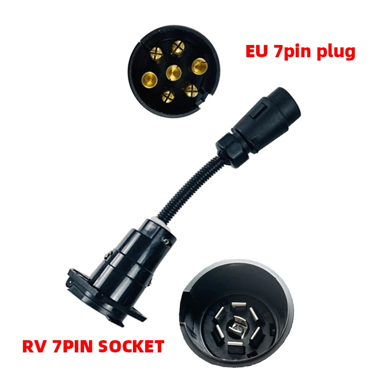 EgoTrailer 7 Pin Trailer Round Socket Female Plug to 7 RV Blade Trailer Adapter Connector Adaptor RV Parts Camper Caravan Access