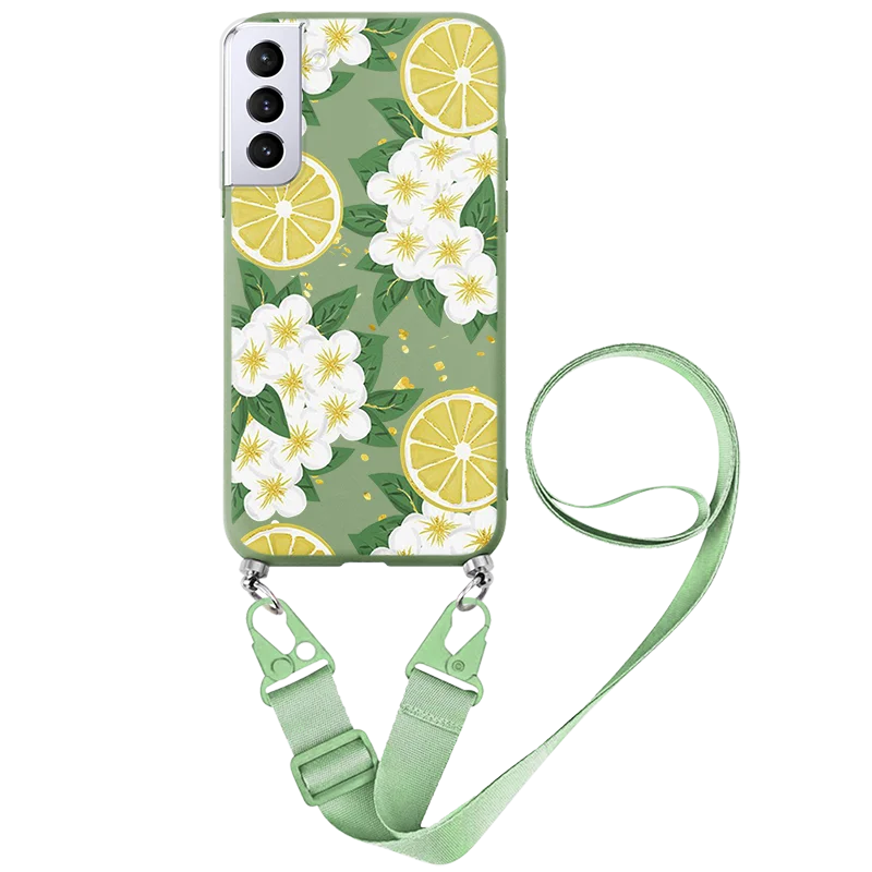 silicone case samsung For Samsung Galaxy S22 Plus Ultra 5G Flower Lanyard Necklace Chain Cord Cases For Samsung Galaxy S22 Plus Strap Rope Fundas Bags samsung cute phone cover