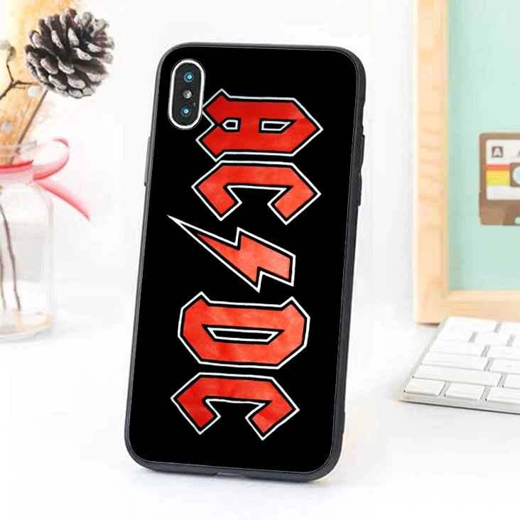 Bernandez 5 5S SE 6 6S Soft TPU Rubber phone case cover for iPhone 7 8 plus X Xs Max XR acdc logo |